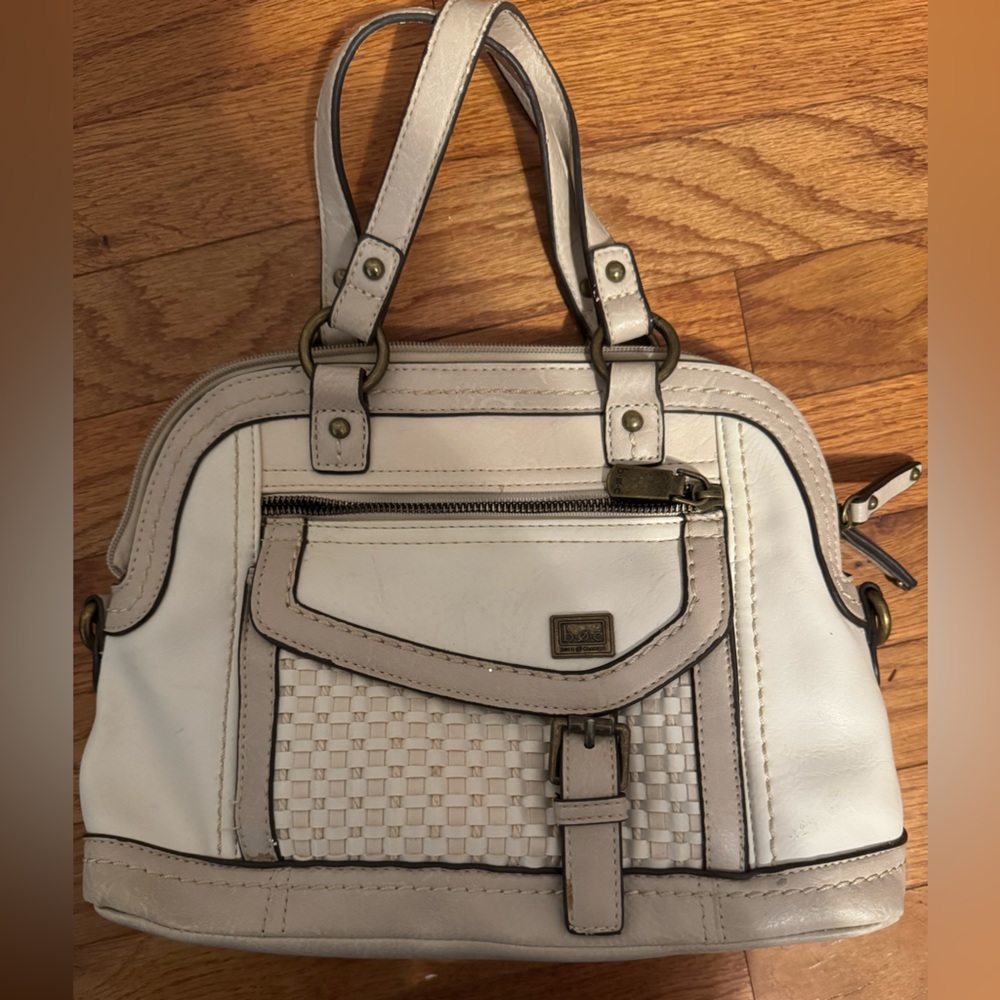 boc Cream and Tan Woven-Front Shoulder Bag